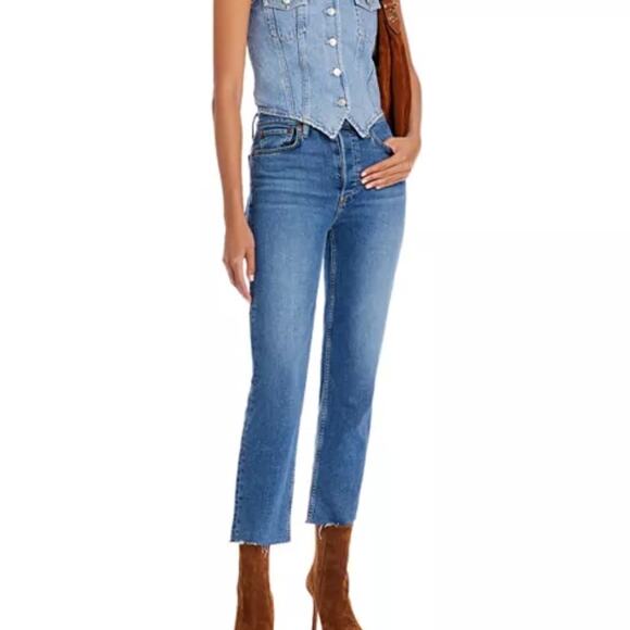 Re/Done Stove Pipe High Rise Straight Jeans - Picture 6 of 11